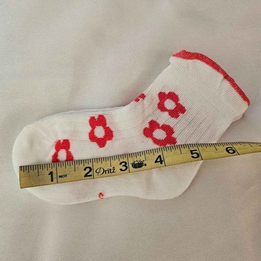 5 Pairs Toddler Girls Multicolor Floral Pattern Ruffled Ankle Socks, New In Pack